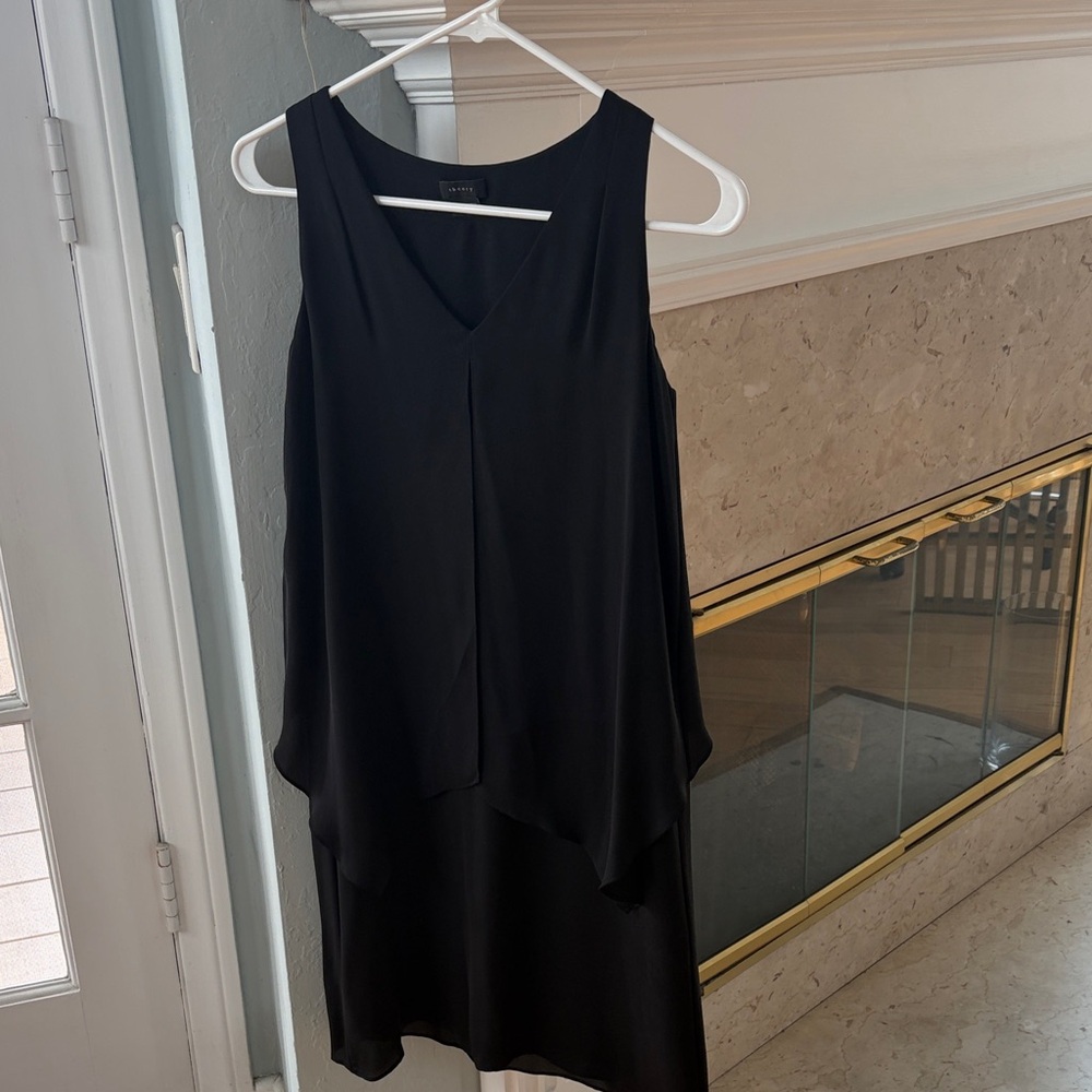Theory Black Asymmetrical Sleeveless Dress